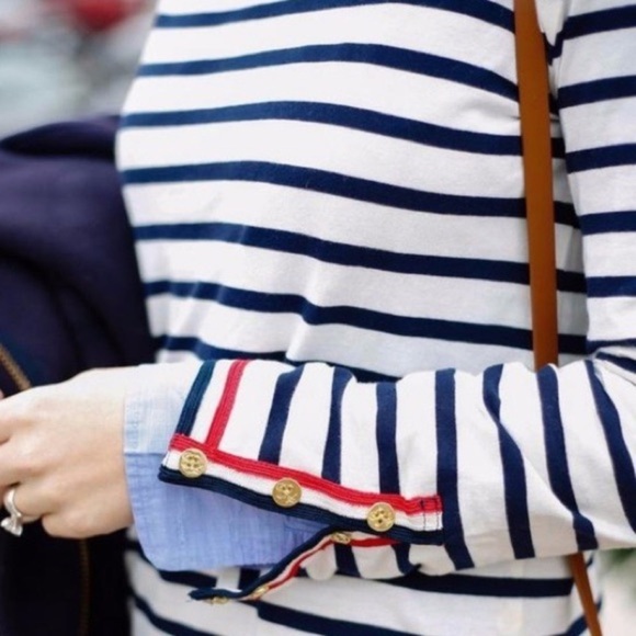 J.Crew Grosgrain Ribbon Striped Nautical T-shirt - Picture 6 of 9
